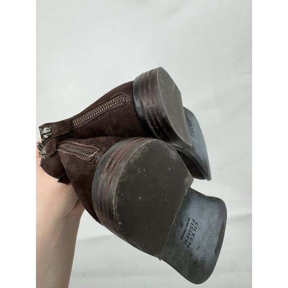 Eileen Fisher Rich Suede Bootie Women 9 Brown Bohemian Zip Modern Contemporary - Picture 8 of 11